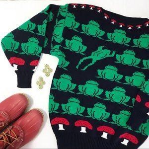 Vintage Fetagetti Frog and Mushrooms Sweater